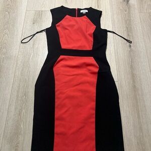 Calvin Klein Red and Black Midi Dress
